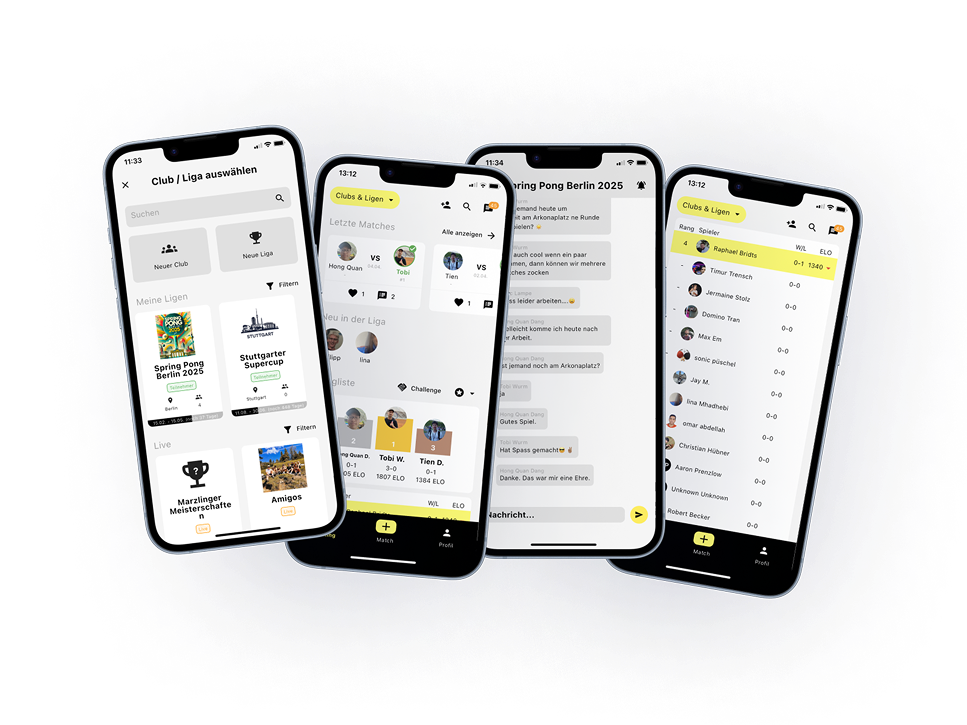Digitale Rangliste erstellen mit der Sportbench App und dem Club & Liga Feature Mockup